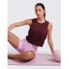 imageCRZ YOGA Pima Cotton Cropped Workout Tank Tops for Women  Sleeveless Sports Athletic Yoga Running Gym Crop ShirtsDeep Armholeberry Heather