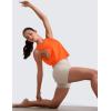 imageCRZ YOGA Pima Cotton Cropped Workout Tank Tops for Women  Sleeveless Sports Athletic Yoga Running Gym Crop ShirtsDeep Armholecoral
