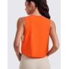 imageCRZ YOGA Pima Cotton Cropped Workout Tank Tops for Women  Sleeveless Sports Athletic Yoga Running Gym Crop ShirtsDeep Armholecoral