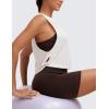 imageCRZ YOGA Pima Cotton Cropped Workout Tank Tops for Women  Sleeveless Sports Athletic Yoga Running Gym Crop ShirtsDeep Armholeice GreyWhite
