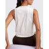 imageCRZ YOGA Pima Cotton Cropped Workout Tank Tops for Women  Sleeveless Sports Athletic Yoga Running Gym Crop ShirtsDeep Armholeice GreyWhite