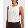imageCRZ YOGA Pima Cotton Cropped Workout Tank Tops for Women  Sleeveless Sports Athletic Yoga Running Gym Crop ShirtsDeep Armholeice GreyWhite