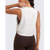 imageCRZ YOGA Pima Cotton Cropped Workout Tank Tops for Women  Sleeveless Sports Athletic Yoga Running Gym Crop ShirtsDeep Armholeice GreyWhite