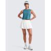 imageCRZ YOGA Pima Cotton Cropped Workout Tank Tops for Women  Sleeveless Sports Athletic Yoga Running Gym Crop ShirtsDeep Armholekingfisher Heather