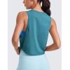 imageCRZ YOGA Pima Cotton Cropped Workout Tank Tops for Women  Sleeveless Sports Athletic Yoga Running Gym Crop ShirtsDeep Armholekingfisher Heather