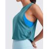 imageCRZ YOGA Pima Cotton Cropped Workout Tank Tops for Women  Sleeveless Sports Athletic Yoga Running Gym Crop ShirtsDeep Armholekingfisher Heather
