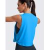 imageCRZ YOGA Pima Cotton Cropped Workout Tank Tops for Women  Sleeveless Sports Athletic Yoga Running Gym Crop ShirtsMadagascar Blue