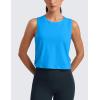 imageCRZ YOGA Pima Cotton Cropped Workout Tank Tops for Women  Sleeveless Sports Athletic Yoga Running Gym Crop ShirtsMadagascar Blue