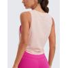 imageCRZ YOGA Pima Cotton Cropped Workout Tank Tops for Women  Sleeveless Sports Athletic Yoga Running Gym Crop ShirtsMarshmallow Pink
