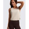 imageCRZ YOGA Pima Cotton Cropped Workout Tank Tops for Women  Sleeveless Sports Athletic Yoga Running Gym Crop ShirtsMojave Tan