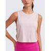 imageCRZ YOGA Pima Cotton Cropped Workout Tank Tops for Women  Sleeveless Sports Athletic Yoga Running Gym Crop ShirtsSmoky Blush