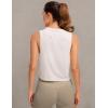 imageCRZ YOGA Pima Cotton Cropped Workout Tank Tops for Women  Sleeveless Sports Athletic Yoga Running Gym Crop ShirtsWhite Apricot