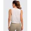 imageCRZ YOGA Pima Cotton Cropped Workout Tank Tops for Women  Sleeveless Sports Athletic Yoga Running Gym Crop ShirtsWhite Apricot
