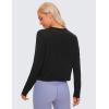 imageCRZ YOGA Pima Cotton Long Sleeve Workout Shirts for Women Loose Cropped Tops Athletic Sports TShirtBlack