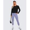 imageCRZ YOGA Pima Cotton Long Sleeve Workout Shirts for Women Loose Cropped Tops Athletic Sports TShirtBlack