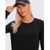 imageCRZ YOGA Pima Cotton Long Sleeve Workout Shirts for Women Loose Cropped Tops Athletic Sports TShirtBlack