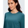 imageCRZ YOGA Pima Cotton Long Sleeve Workout Shirts for Women Loose Cropped Tops Athletic Sports TShirtBorealis Green