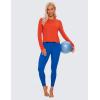 imageCRZ YOGA Pima Cotton Long Sleeve Workout Shirts for Women Loose Cropped Tops Athletic Sports TShirtBrick Orange