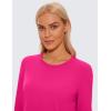 imageCRZ YOGA Pima Cotton Long Sleeve Workout Shirts for Women Loose Cropped Tops Athletic Sports TShirtGranita Pink