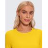 imageCRZ YOGA Pima Cotton Long Sleeve Workout Shirts for Women Loose Cropped Tops Athletic Sports TShirtHigh Visibility Yellow