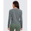 imageCRZ YOGA Pima Cotton Long Sleeve Workout Shirts for Women Loose Cropped Tops Athletic Sports TShirtLava Smoke Grey