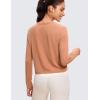 imageCRZ YOGA Pima Cotton Long Sleeve Workout Shirts for Women Loose Cropped Tops Athletic Sports TShirtMocha Mousse