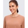 imageCRZ YOGA Pima Cotton Long Sleeve Workout Shirts for Women Loose Cropped Tops Athletic Sports TShirtMocha Mousse