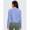 imageCRZ YOGA Pima Cotton Long Sleeve Workout Shirts for Women Loose Cropped Tops Athletic Sports TShirtPeriwinkle Purple