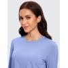 imageCRZ YOGA Pima Cotton Long Sleeve Workout Shirts for Women Loose Cropped Tops Athletic Sports TShirtPeriwinkle Purple