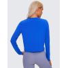 imageCRZ YOGA Pima Cotton Long Sleeve Workout Shirts for Women Loose Cropped Tops Athletic Sports TShirtStrong Blue