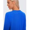 imageCRZ YOGA Pima Cotton Long Sleeve Workout Shirts for Women Loose Cropped Tops Athletic Sports TShirtStrong Blue