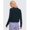 imageCRZ YOGA Pima Cotton Long Sleeve Workout Shirts for Women Loose Cropped Tops Athletic Sports TShirtTrue Navy