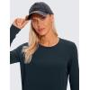 imageCRZ YOGA Pima Cotton Long Sleeve Workout Shirts for Women Loose Cropped Tops Athletic Sports TShirtTrue Navy