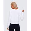 imageCRZ YOGA Pima Cotton Long Sleeve Workout Shirts for Women Loose Cropped Tops Athletic Sports TShirtWhite