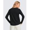 imageCRZ YOGA Pima Cotton Workout Long Sleeve Shirts for Women Athletic Crewneck Yoga Casual Tops Plain TShirtBlack