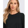 imageCRZ YOGA Pima Cotton Workout Long Sleeve Shirts for Women Athletic Crewneck Yoga Casual Tops Plain TShirtBlack