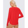 imageCRZ YOGA Pima Cotton Workout Long Sleeve Shirts for Women Athletic Crewneck Yoga Casual Tops Plain TShirtDeep Red