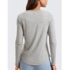 imageCRZ YOGA Pima Cotton Workout Long Sleeve Shirts for Women Athletic Crewneck Yoga Casual Tops Plain TShirtHeathered Medium Grey