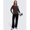 imageCRZ YOGA Pima Cotton Workout Long Sleeve Shirts for Women Athletic Crewneck Yoga Casual Tops Plain TShirtHot Fudge Brown