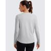 imageCRZ YOGA Pima Cotton Workout Long Sleeve Shirts for Women Athletic Crewneck Yoga Casual Tops Plain TShirtLight Grey Heather