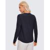 imageCRZ YOGA Pima Cotton Workout Long Sleeve Shirts for Women Athletic Crewneck Yoga Casual Tops Plain TShirtNavy