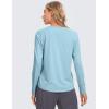 imageCRZ YOGA Pima Cotton Workout Long Sleeve Shirts for Women Athletic Crewneck Yoga Casual Tops Plain TShirtPure Blue