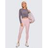 imageCRZ YOGA Pima Cotton Workout Long Sleeve Shirts for Women Athletic Crewneck Yoga Casual Tops Plain TShirtPurple Gray