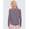 imageCRZ YOGA Pima Cotton Workout Long Sleeve Shirts for Women Athletic Crewneck Yoga Casual Tops Plain TShirtPurple Gray