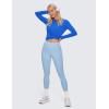imageCRZ YOGA Pima Cotton Workout Long Sleeve Shirts for Women Athletic Crewneck Yoga Casual Tops Plain TShirtStrong Blue