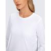 imageCRZ YOGA Pima Cotton Workout Long Sleeve Shirts for Women Athletic Crewneck Yoga Casual Tops Plain TShirtWhite
