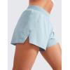 imageCRZ YOGA Running Shorts for Women High Waisted V Split for Gym Workout Athletic Track with Liner Breathable Quick DryBlue Linen