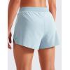 imageCRZ YOGA Running Shorts for Women High Waisted V Split for Gym Workout Athletic Track with Liner Breathable Quick DryBlue Linen