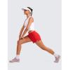 imageCRZ YOGA Running Shorts for Women High Waisted V Split for Gym Workout Athletic Track with Liner Breathable Quick DryDeep Red