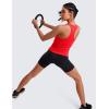 imageCRZ YOGA Seamless Womens Breathable Workout Tank Tops Racerback High Neck Sleeveless Running Athletic ShirtsDeep Red